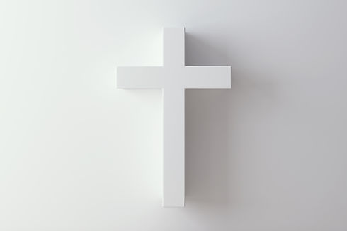 A white cross on a white background