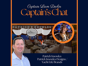 Captain Liam Devlin Captain’s Chat featuring Patrick Knowles of Patrick Knowles Designs and Yacht Life Brands with luxury superyacht interior background