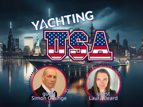 Yachting USA podcast episode featuring Simon Grainge, CEO of ISWAN, and Laura Beard, Welfare of Yacht Crew Project Manager, discussing crew wellbeing in yachting and the YachtCrewHelp support service.