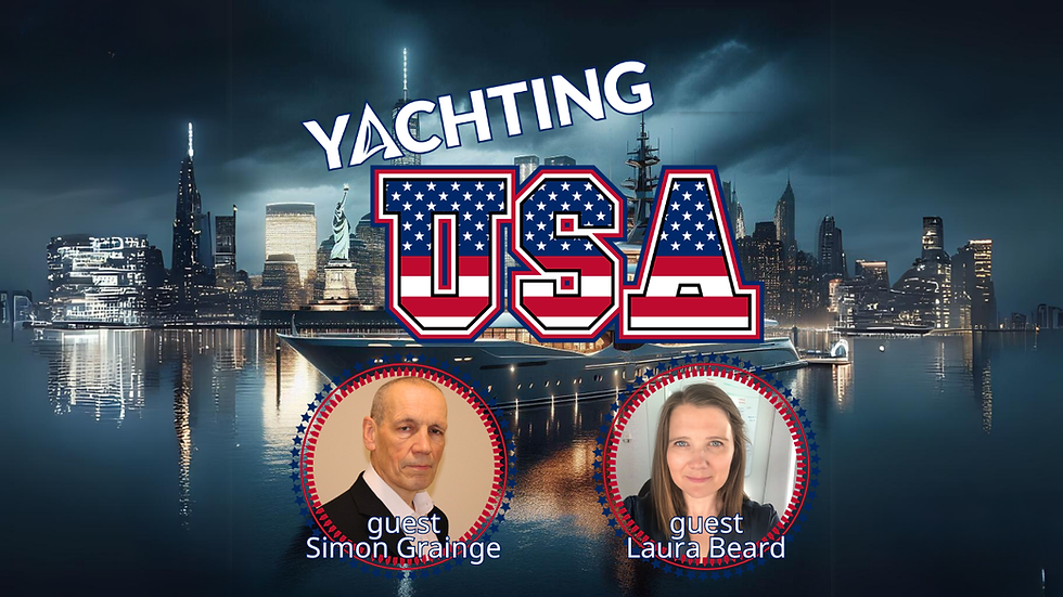 Yachting USA podcast episode featuring Simon Grainge, CEO of ISWAN, and Laura Beard, Welfare of Yacht Crew Project Manager, discussing crew wellbeing in yachting and the YachtCrewHelp support service.