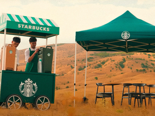 pop-up café completo, com estrutura, baristas, mobiliário, produtos e o mesmo atendimento encontrado nas lojas oficiais