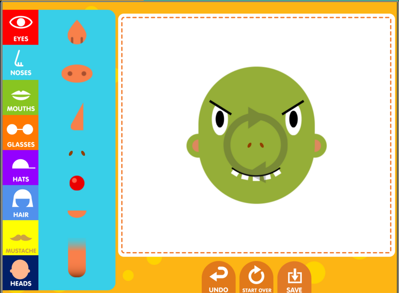 make a monster face ABCya game