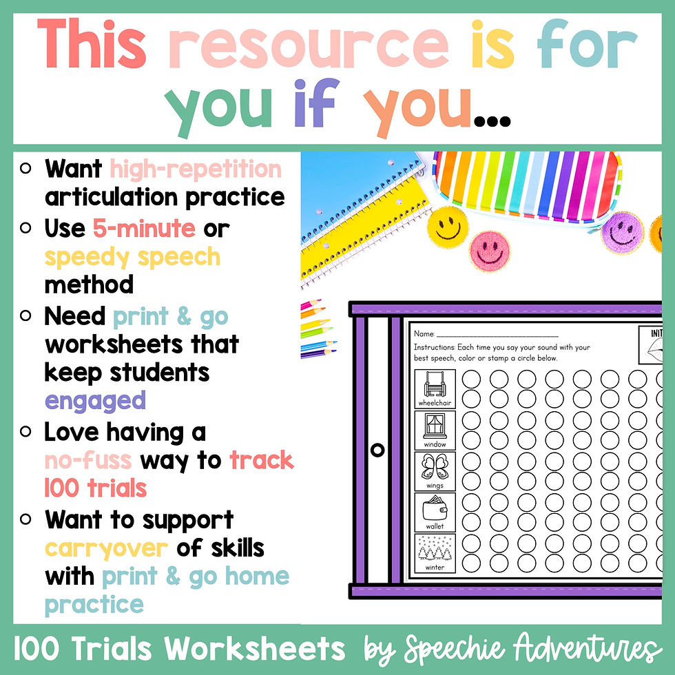 Thumbnail: 100 Trials Articulation Worksheets