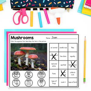 describing mushrooms worksheet