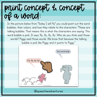 blog post with examples of how to use print referencing in speech therapy