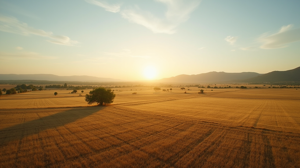 Vista aérea de un campo agrícola con sistemas de riego por goteo