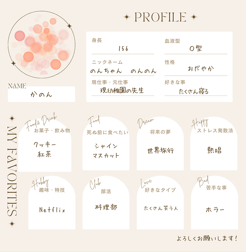 かのんプロフィール帳