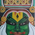 Oil on canvas painting of Kathakali Mask by Chaitali