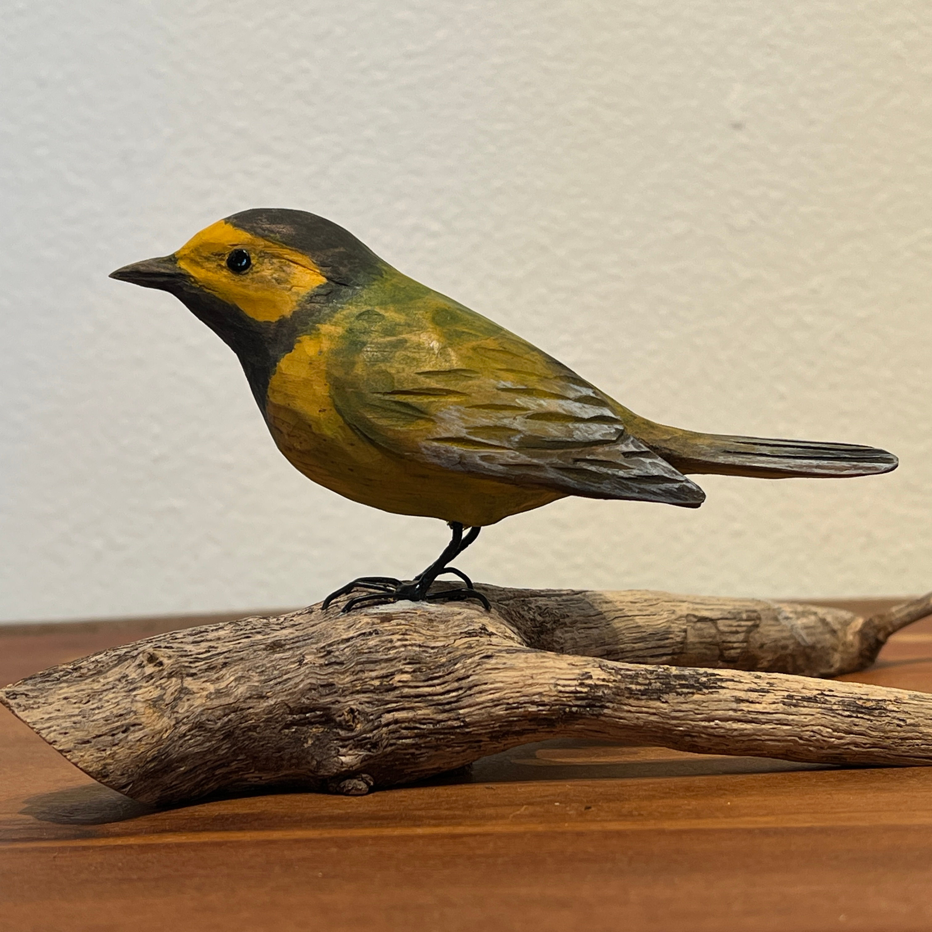 Hooded Warbler - Hand Carved Painted Wood Sculpture