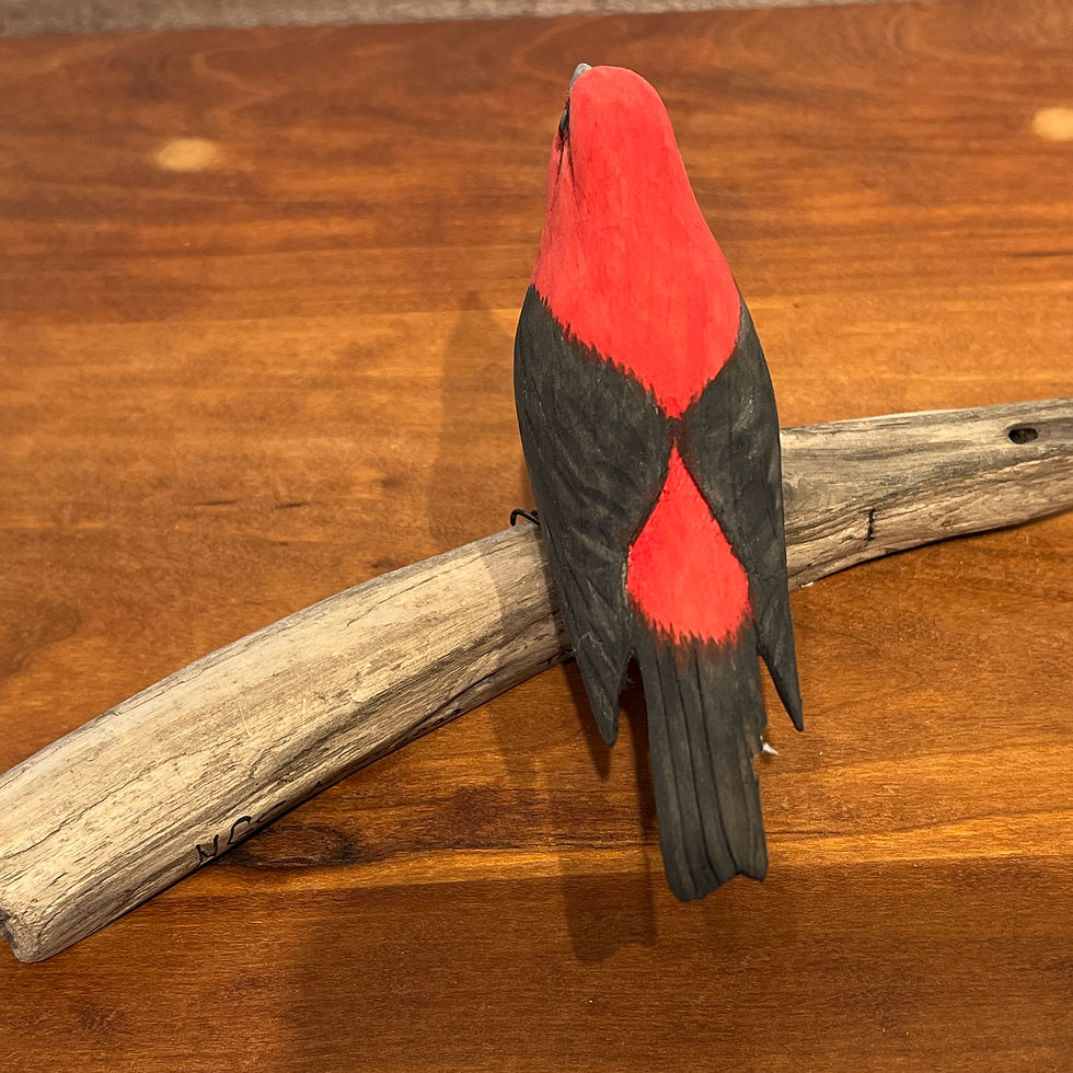 Thumbnail: Scarlet Tananger - Hand Carved Painted Wood Sculpture