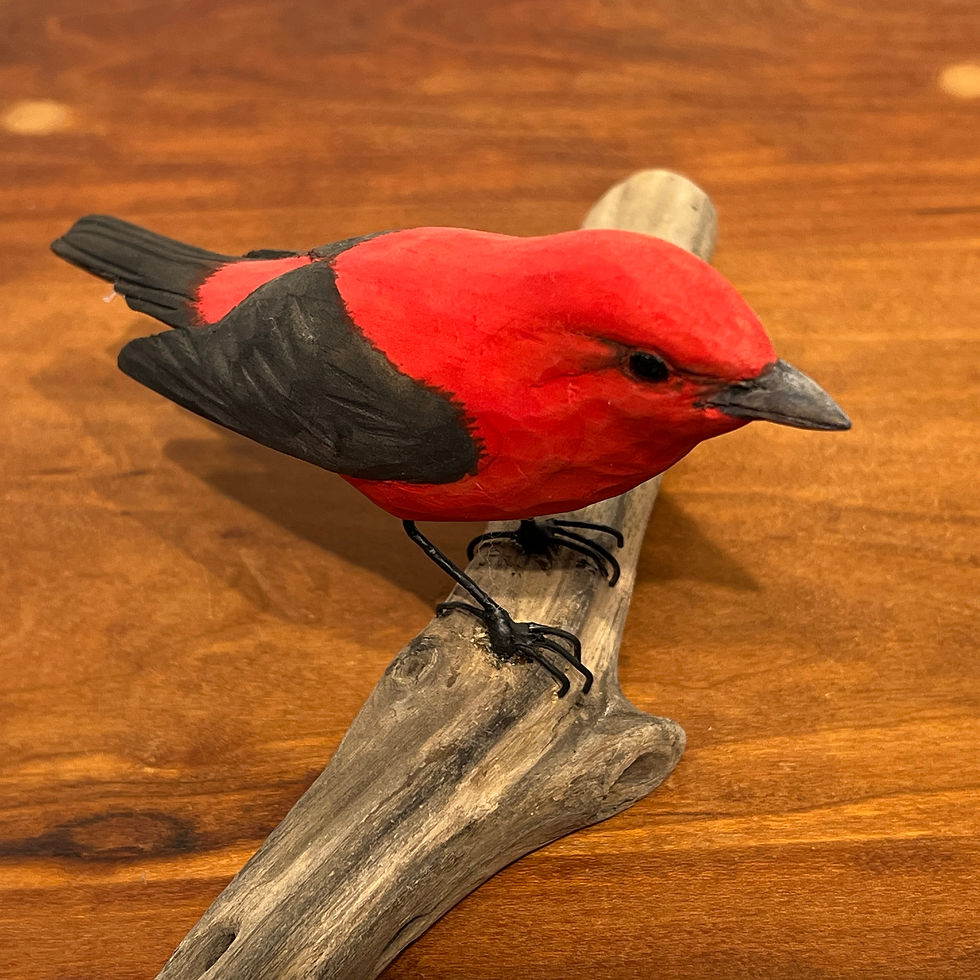 Thumbnail: Scarlet Tananger - Hand Carved Painted Wood Sculpture