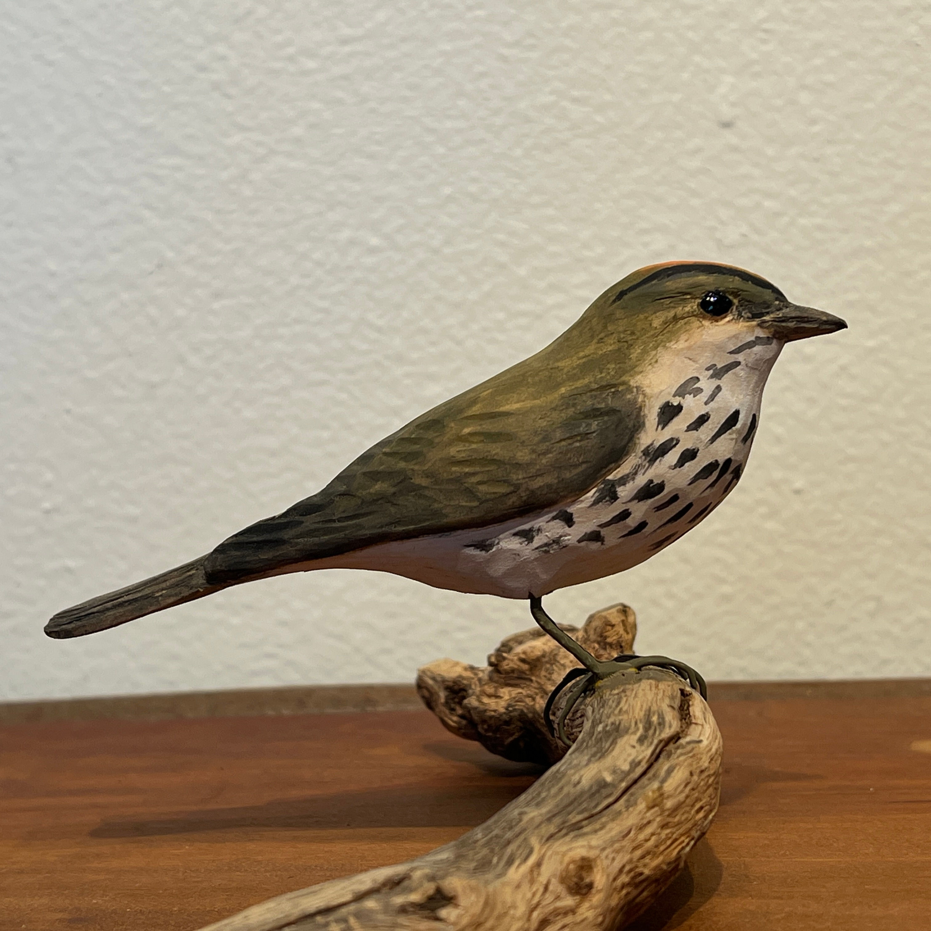 Oven Bird - Hand Carved Painted Wood Sculpture