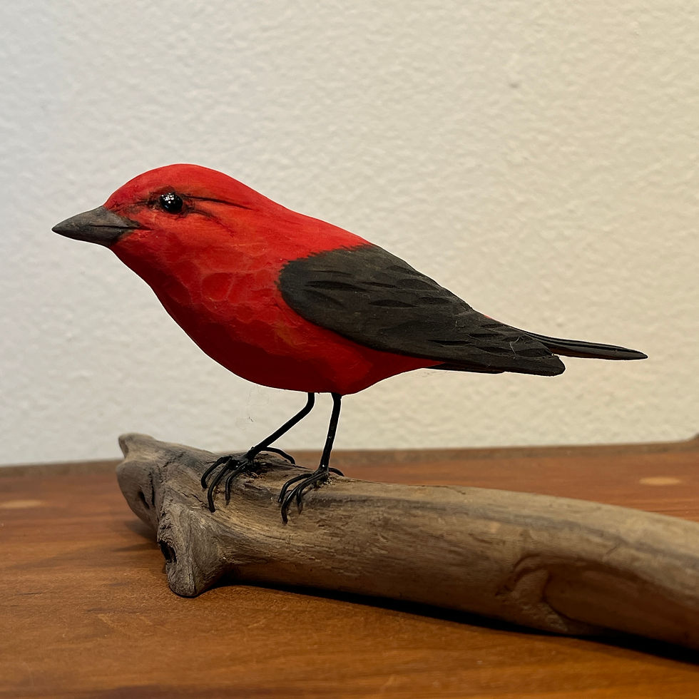 Thumbnail: Scarlet Tananger - Hand Carved Painted Wood Sculpture