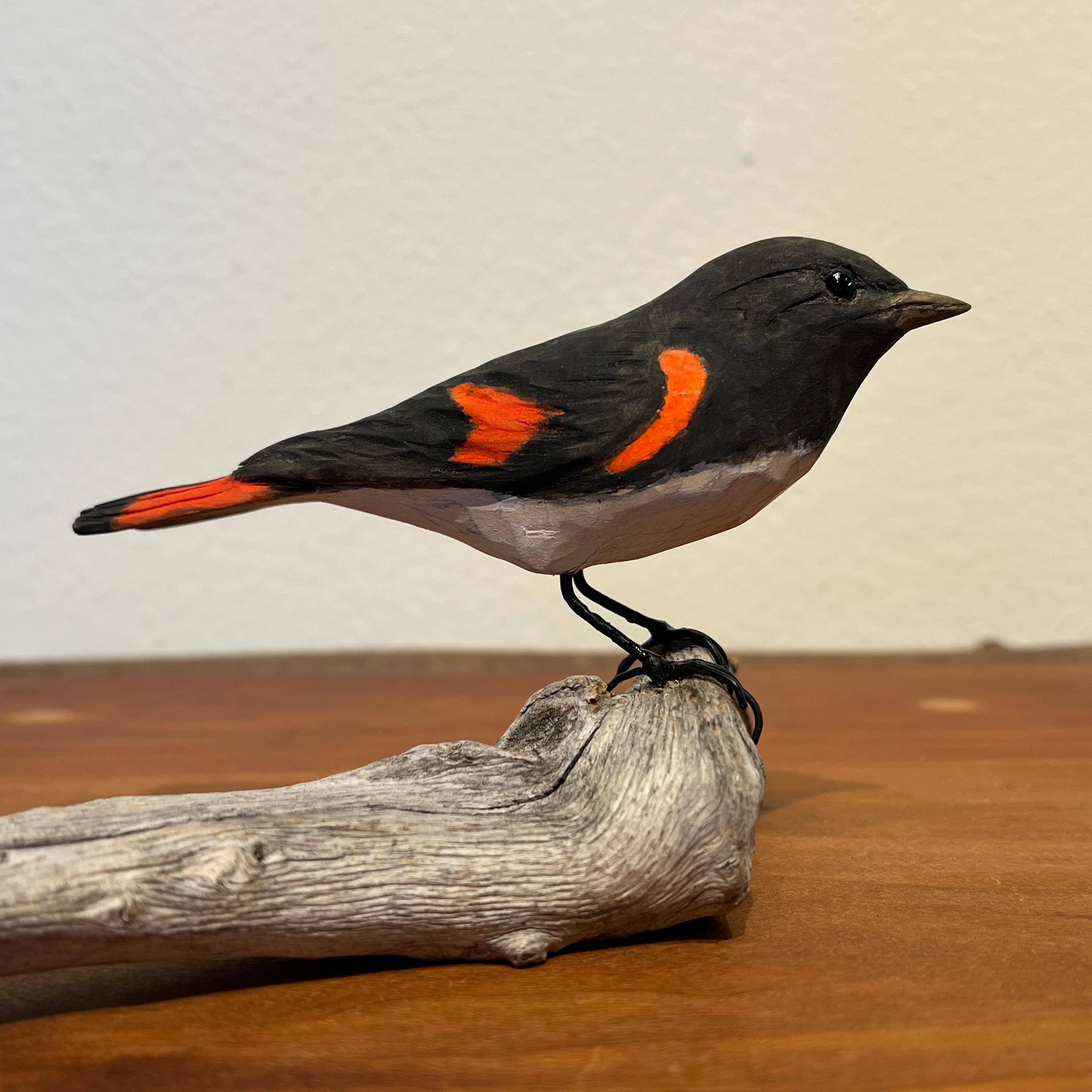 American Redstart - Hand Carved Painted Wood Sculpture