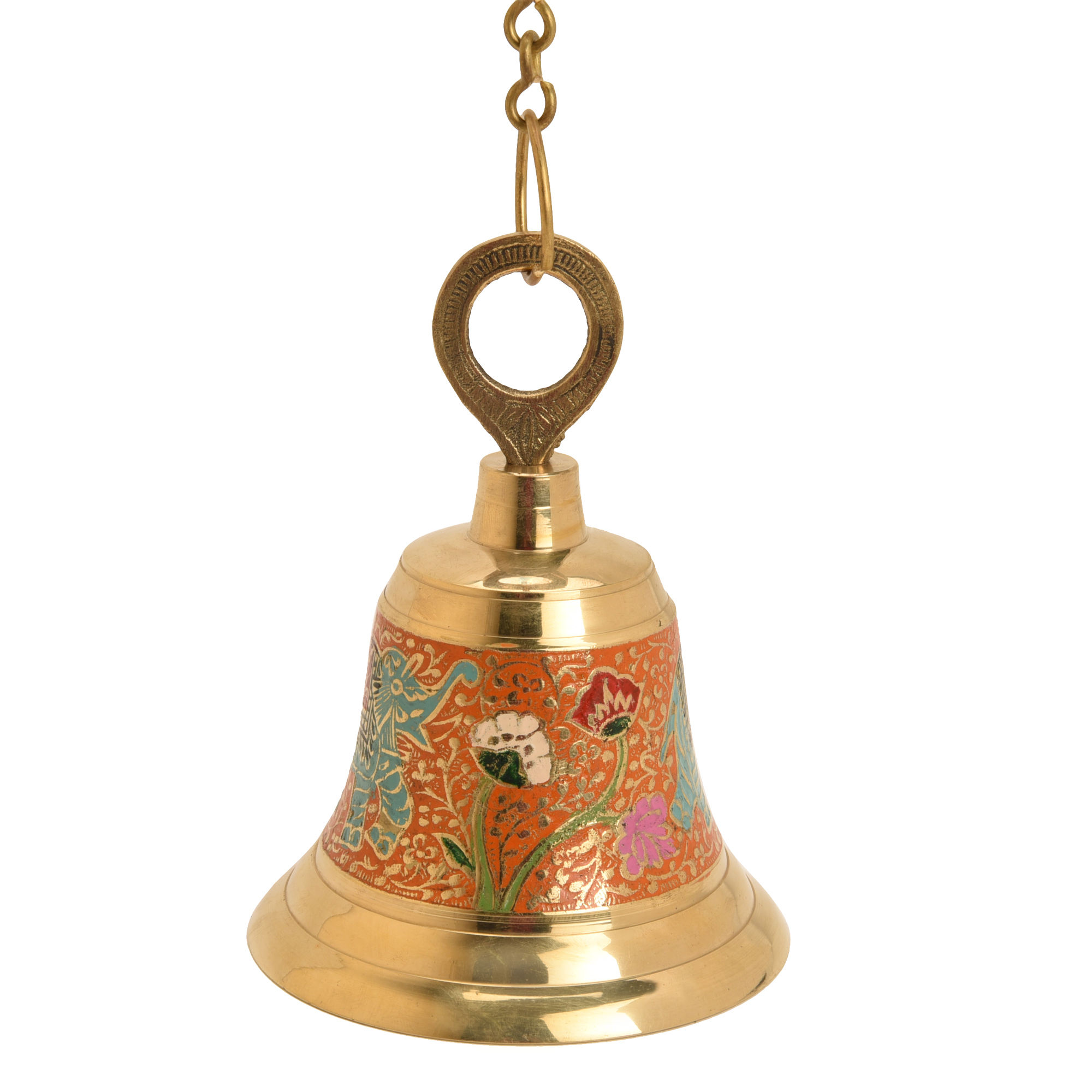 Frestol Brass Mandir Pooja Bell with Chain (Orange)