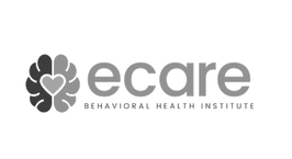 Ecare Behavioral Health Institute logo—stylized brain graphic with a heart at the center, symbolizing compassionate mental health care and behavioral wellness.