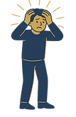 Illustration of anxious person holding head in stress for Calgary anxiety therapy services
