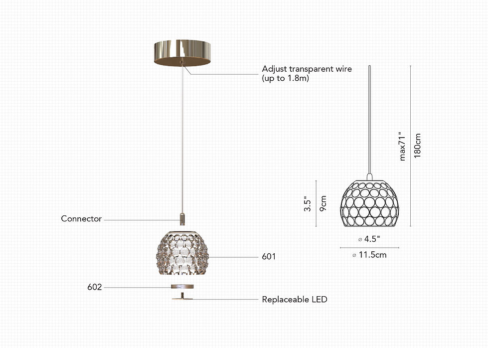 LED pendant with adjustable wire