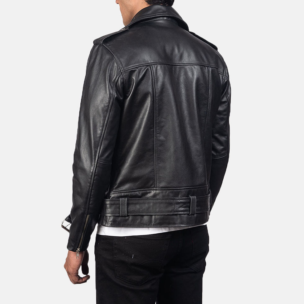 Thumbnail: Allaric Alley Black Leather Biker Jacket