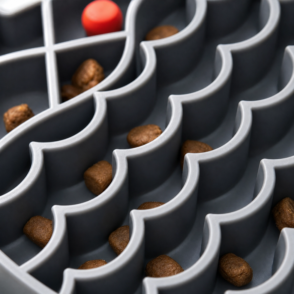 Thumbnail: Close-up of the fish-shaped slow feeder mat showing textured grooves that help slow down eating.