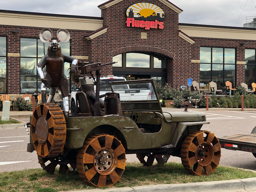 The Rat Patrol by Dale Lewis on display at Fluegel's in Rosemount, MN.