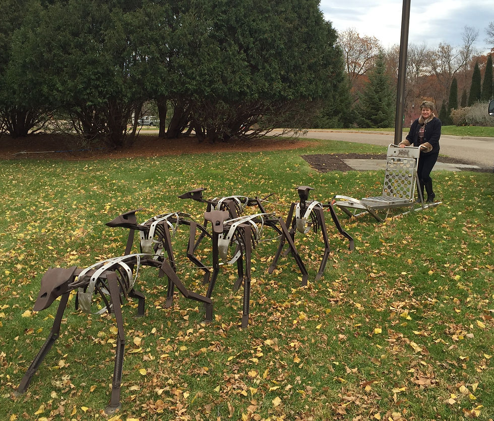 Never Stop Pulling sculpture on display at the Minnesota Landscape Arboretum 2018