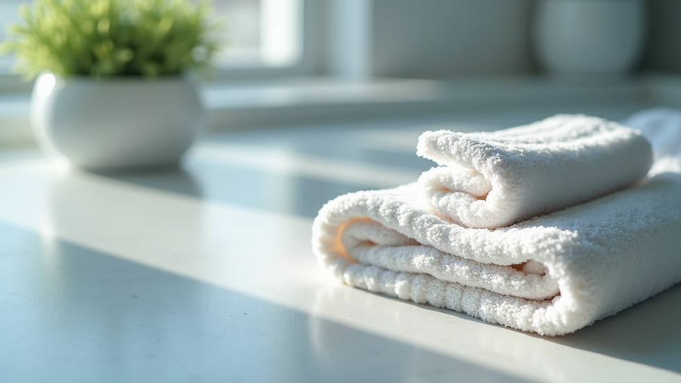 Close-up view of a cooling towel laid out for hair care