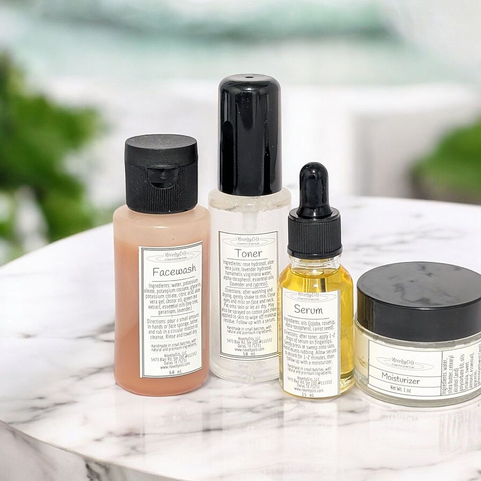 Thumbnail: Skincare Routine Kit - Cleanser, Toner, Serum, Moisturizer; All Natural Facial