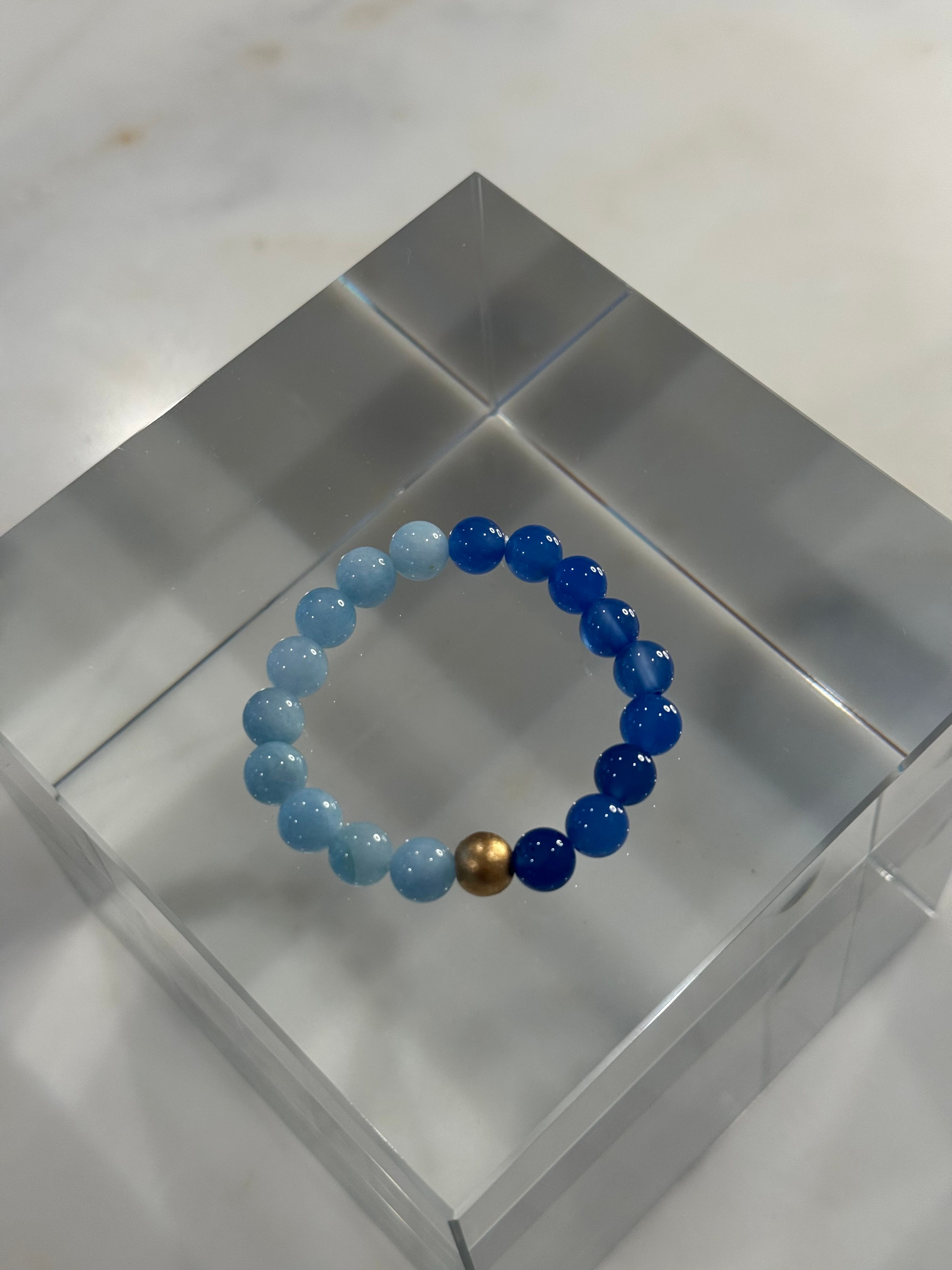 Aquamarine + Blue Agate Stone Bracelet