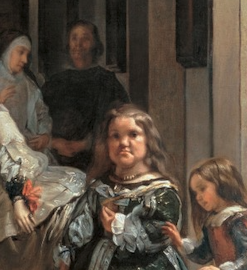 난쟁이 인물과 개가 있는 하단 장면의 생동감