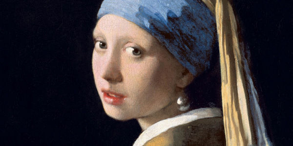 요하네스 베르메르의 진주귀걸이를 한 소녀 작품을 확대한 사진입니다.