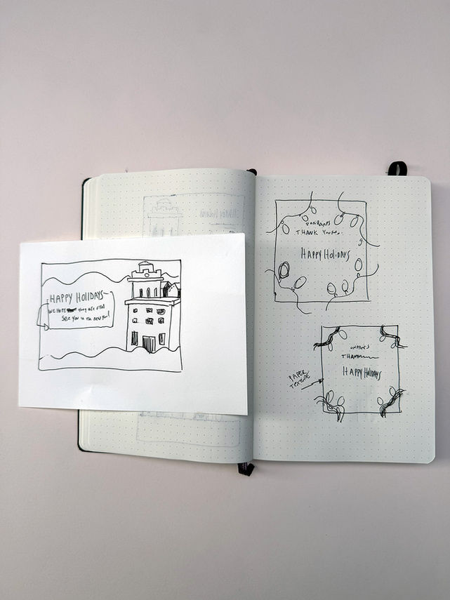 a sketchbook page of some examples for work