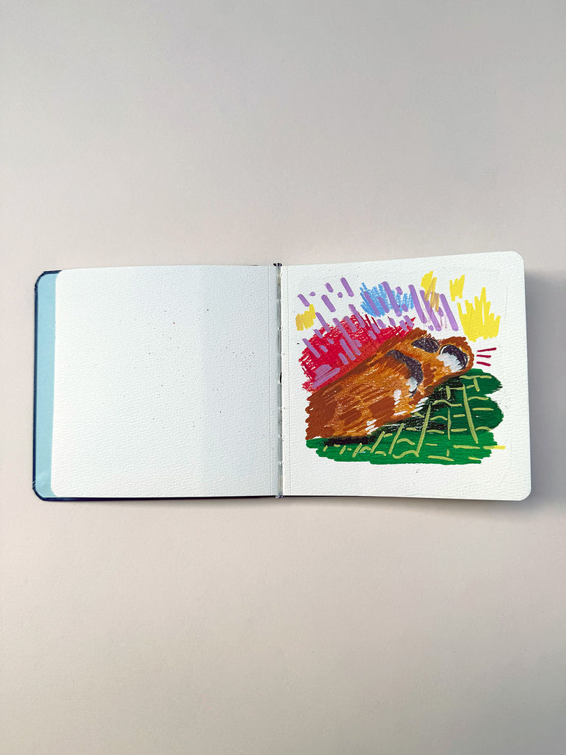 A small painting of a dogs paws 