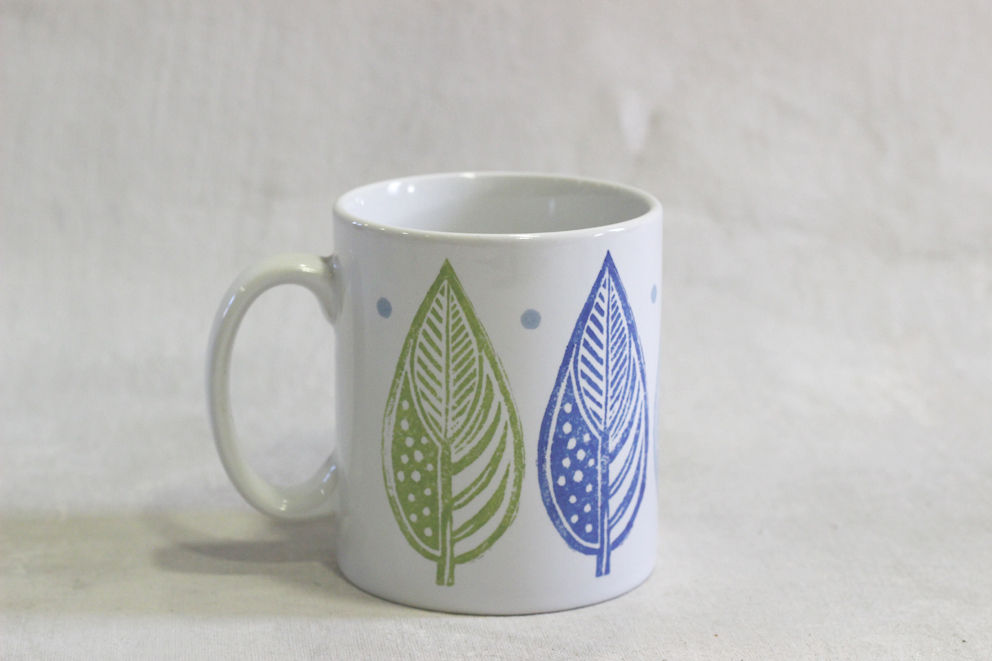 Linen Prints Large Leaf Mug