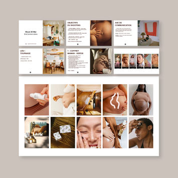 Brief créatif réalisé pour Oden dans le cadre d’un shooting lifestyle autour de la maternité – visuels et direction artistique centrés sur une femme enceinte et les soins du coffret maman.