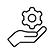 A settings icon in a hand