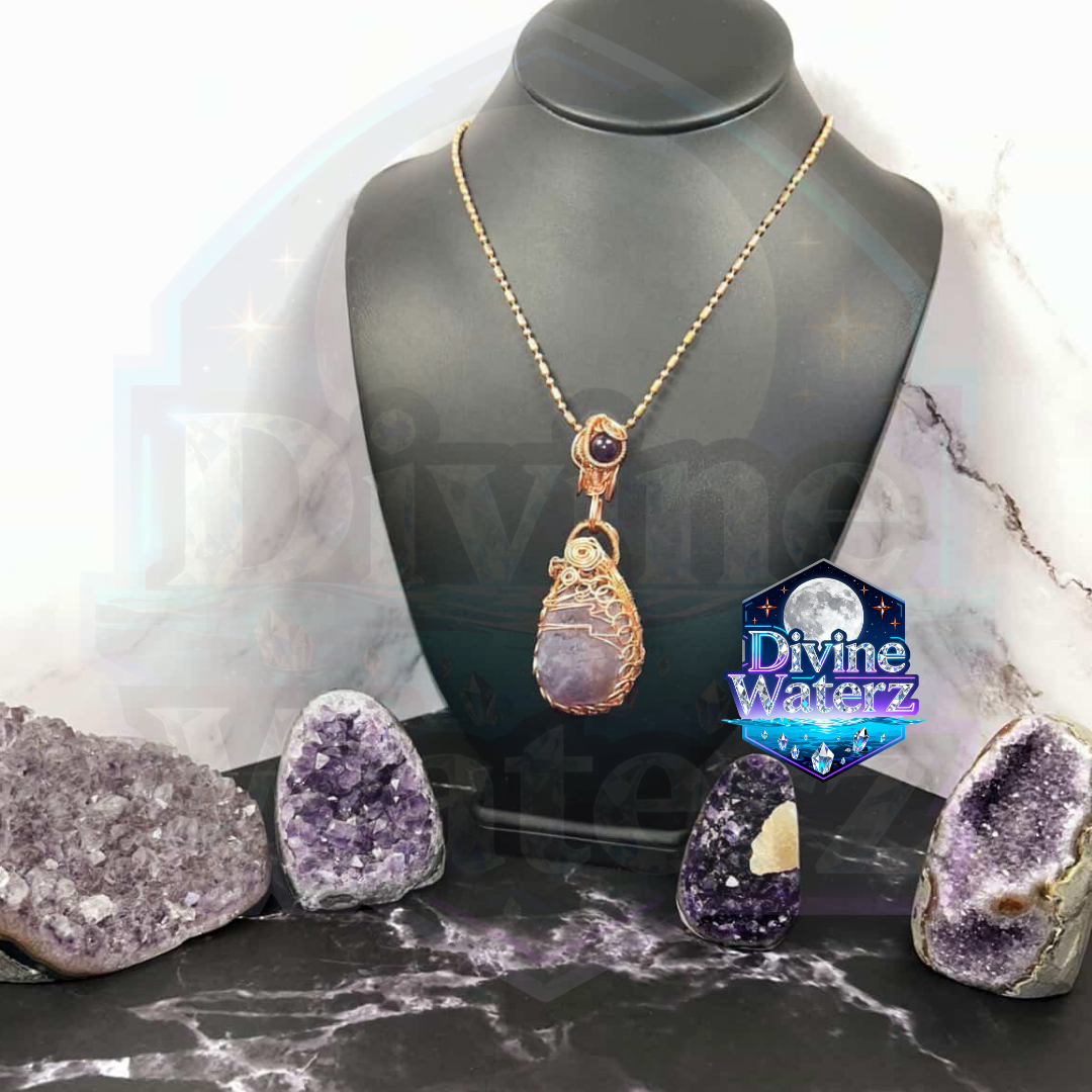 Amethyst rocked Pendant with Amethyst swing bale