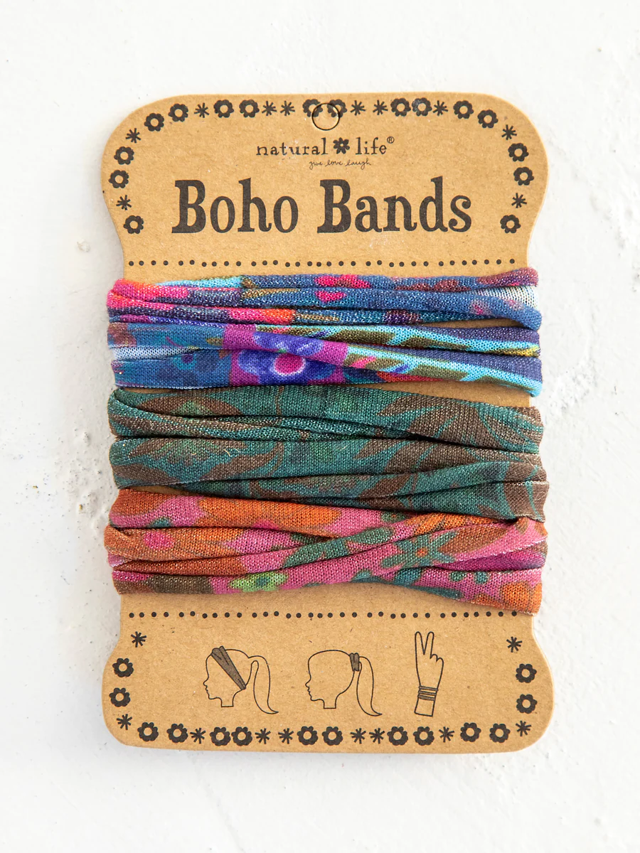 Boho Bands Hair Ties, Set of 3 - Navy Green Pink