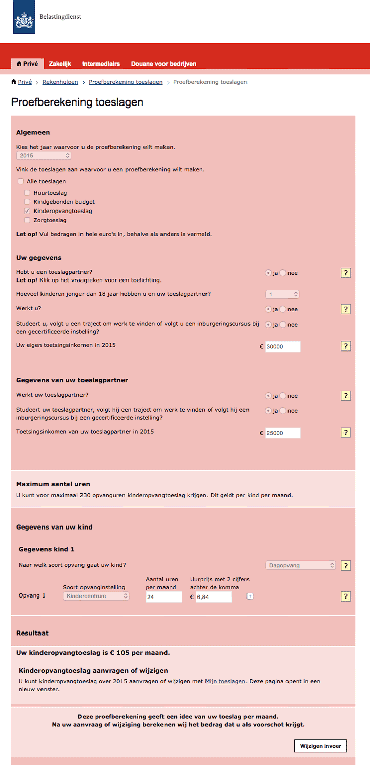 Belastingdienst kinderopvangtoeslag