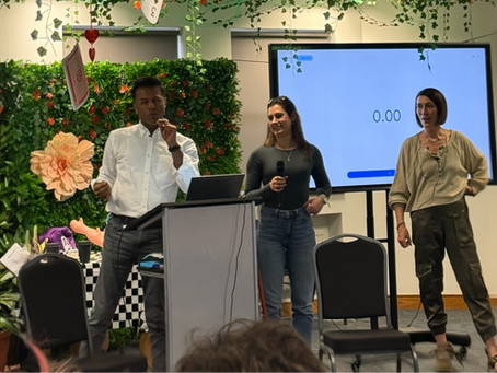 Shrien Dewani photo doing a presentation. This photo portrays Shrien Dewani's reflection blog inspired by hanuman about leadership in social care and what the true leadership looks like.