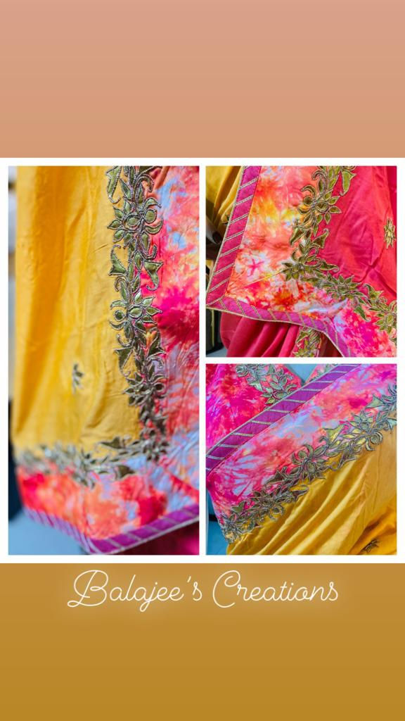 Pure Silk Multicolored Saree with Embroidery