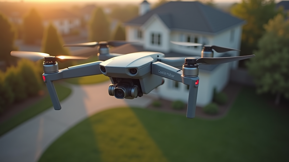 High angle view of a drone capturing a residential property