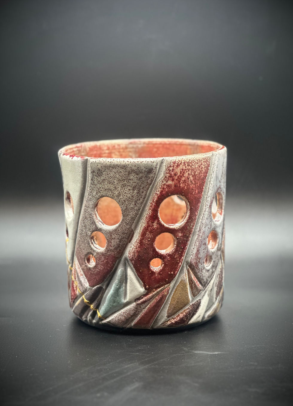 Thumbnail: Raku fired versatile wine-bottle holder, flower pot or a candle holder