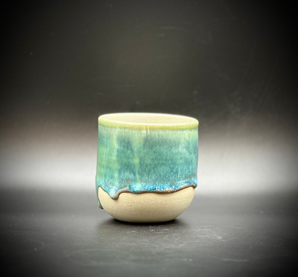 Thumbnail: Green wine tumbler, handmade ceramic wine tumbler