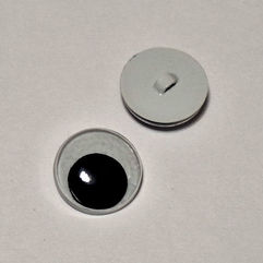 Flatback eye with movable black pupil and a plastic shank.
sizes (in mm): 10, 12, 15, 18 