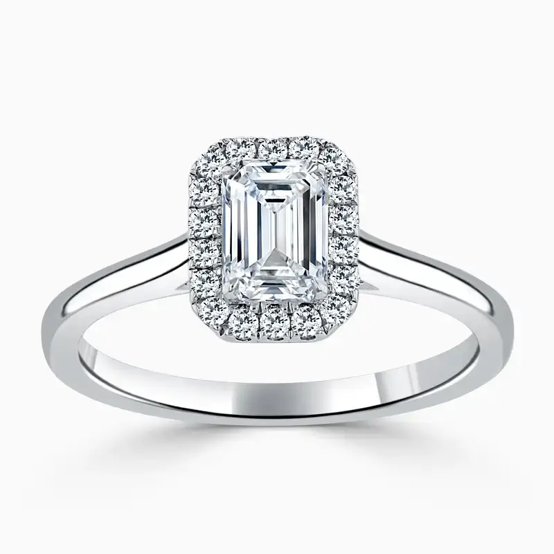 Halo Engagement Ring Platinum - Emerald
