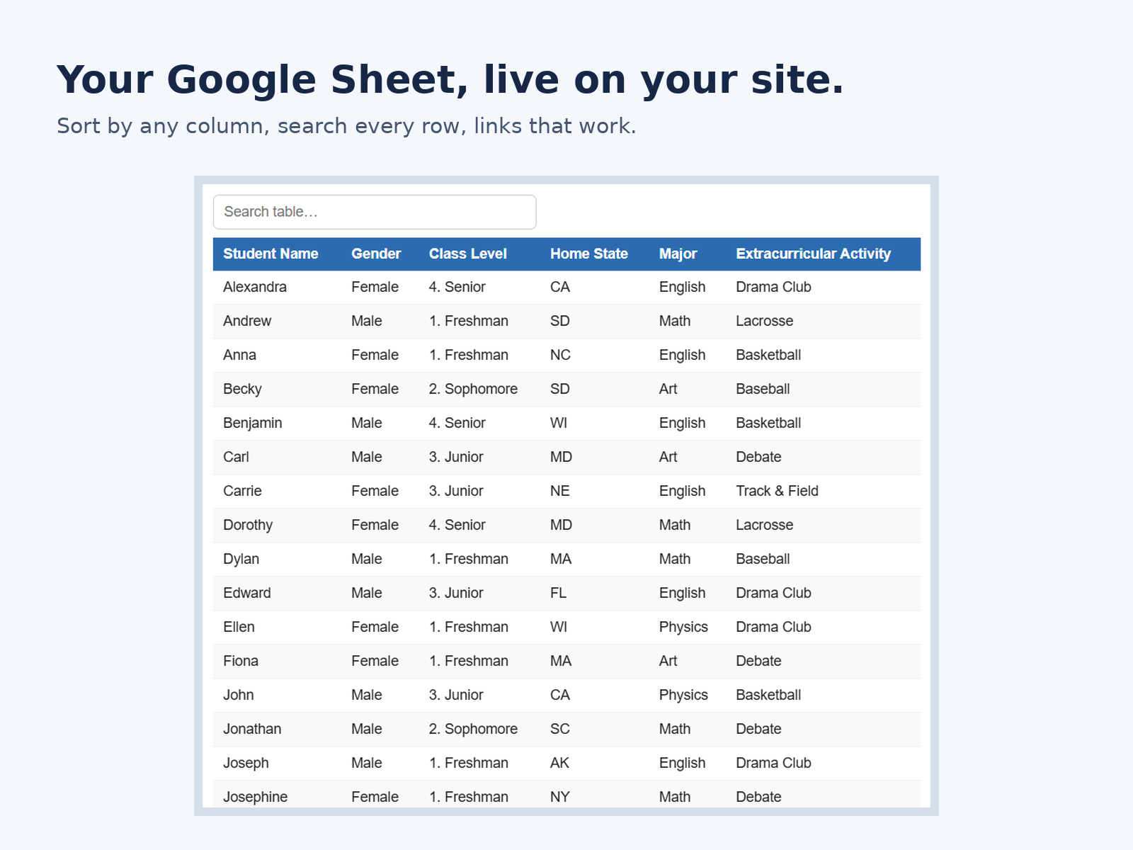 Sheet Tables screenshot 1