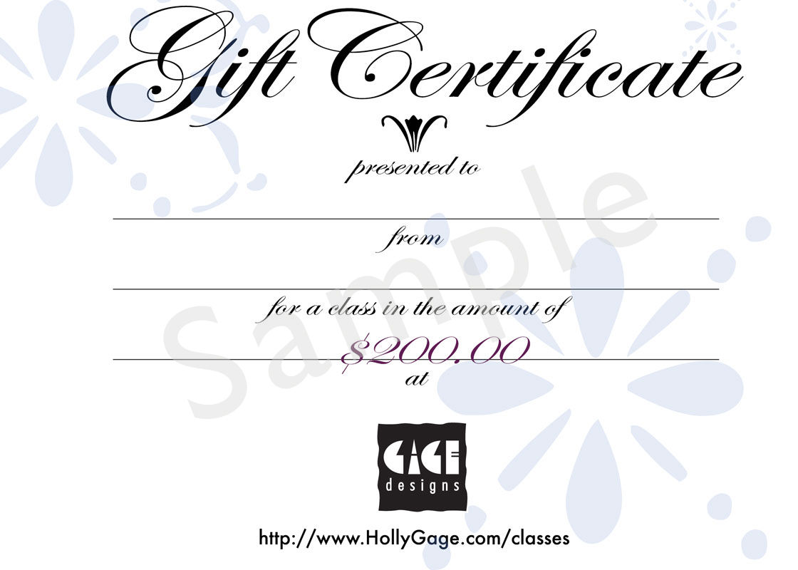 Holly Gage Class Gift Certificate $200