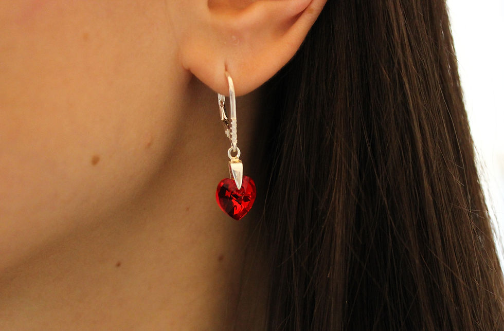 Miniatura: Corazon Cristal Grande con cierre colgante. Plata 925