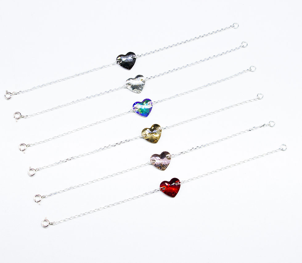 Miniatura: Pulsera corazón ámbar. Plata 925 y cristal 